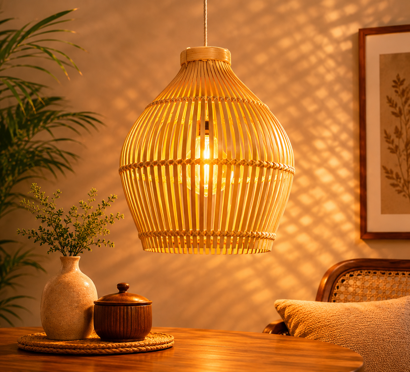 Traditional Northeast Bamboo Weave Aesthetic Lamp