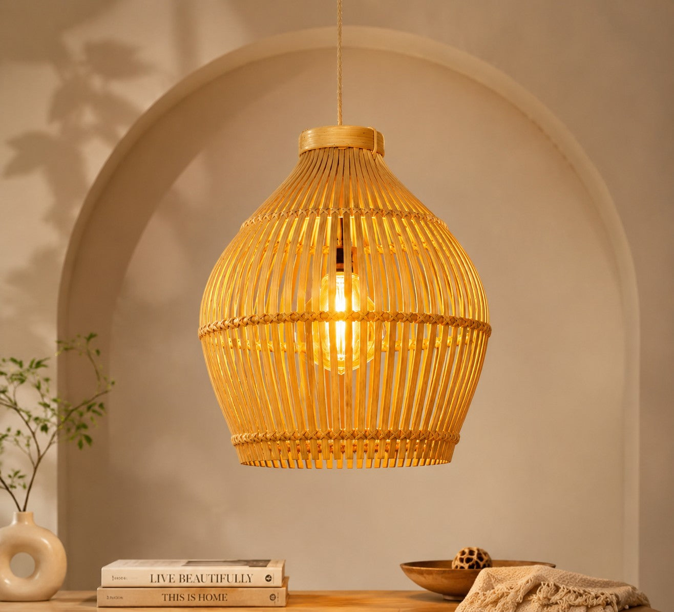 Traditional Northeast Bamboo Weave Aesthetic Lamp