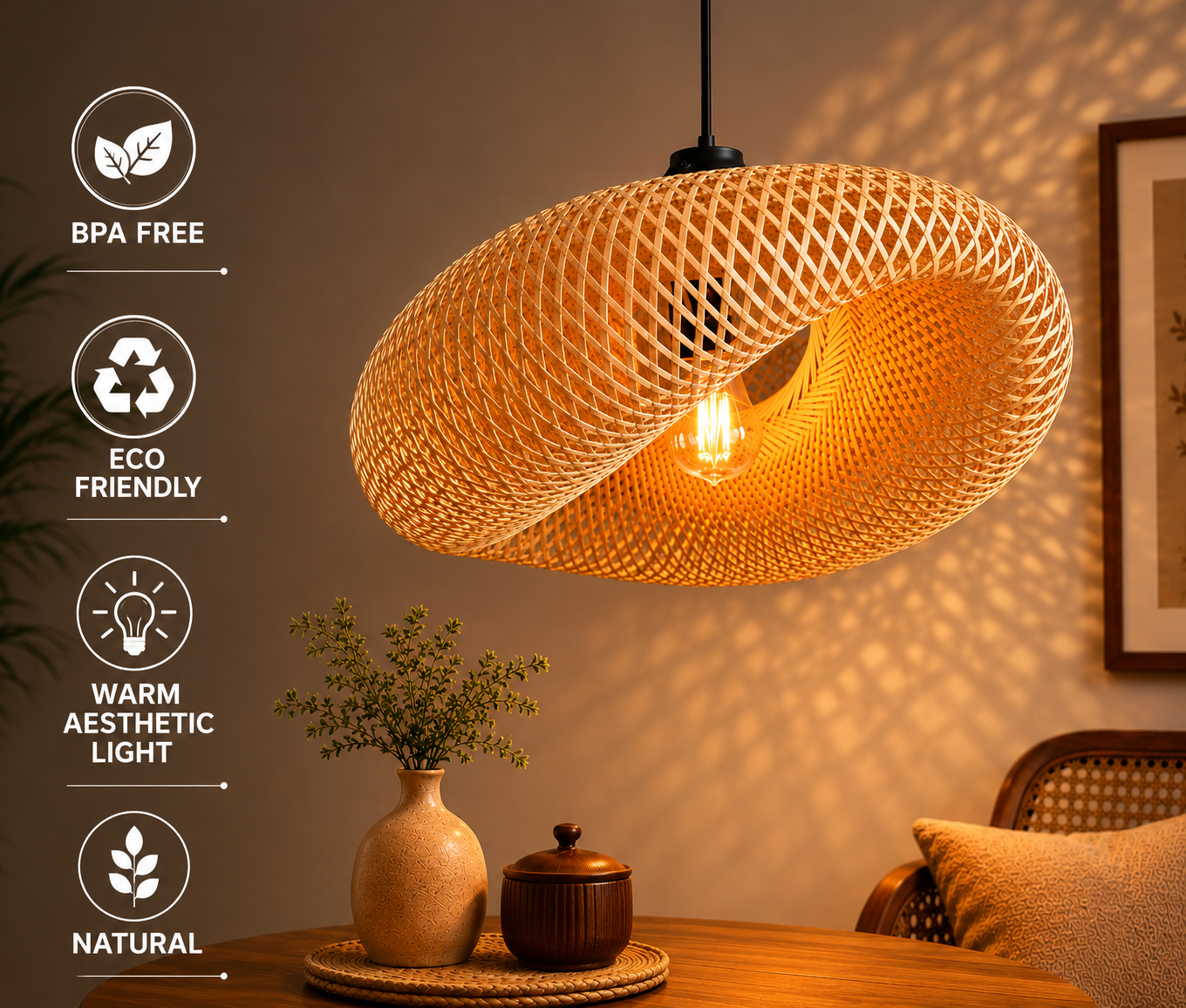 Bamboo Hanging Light – Handwoven Design