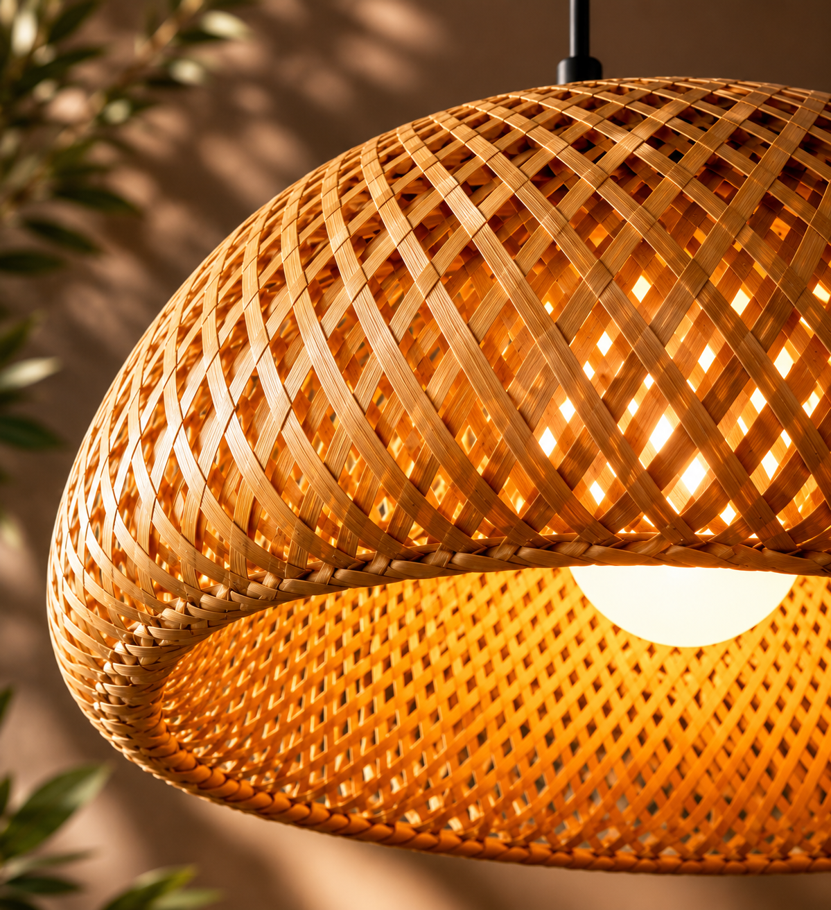 “Natural Woven Pendant Lamp – Warm Ambient curated Lighting for Modern Interior Decor”