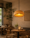 “Natural Woven Pendant Lamp – Warm Ambient curated Lighting for Modern Interior Decor”