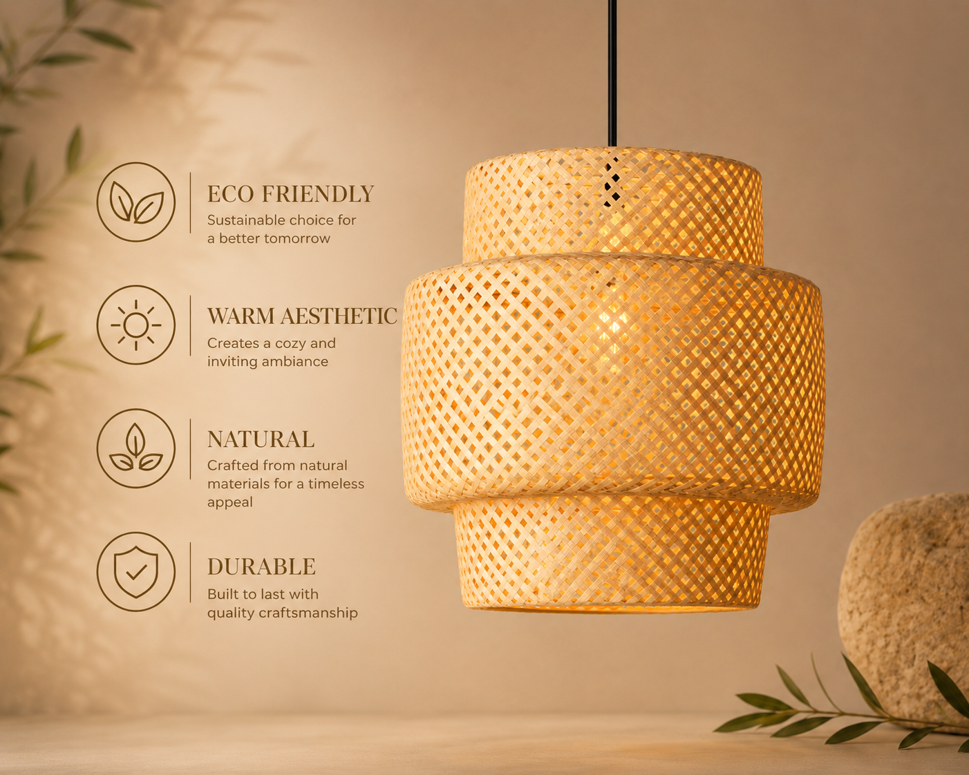TheHil™-Handmade bamboo hanging light for interior