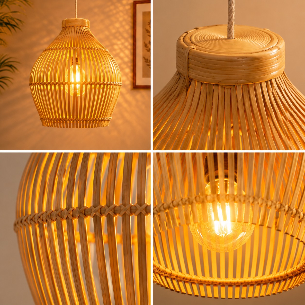 Traditional Northeast Bamboo Weave Aesthetic Lamp