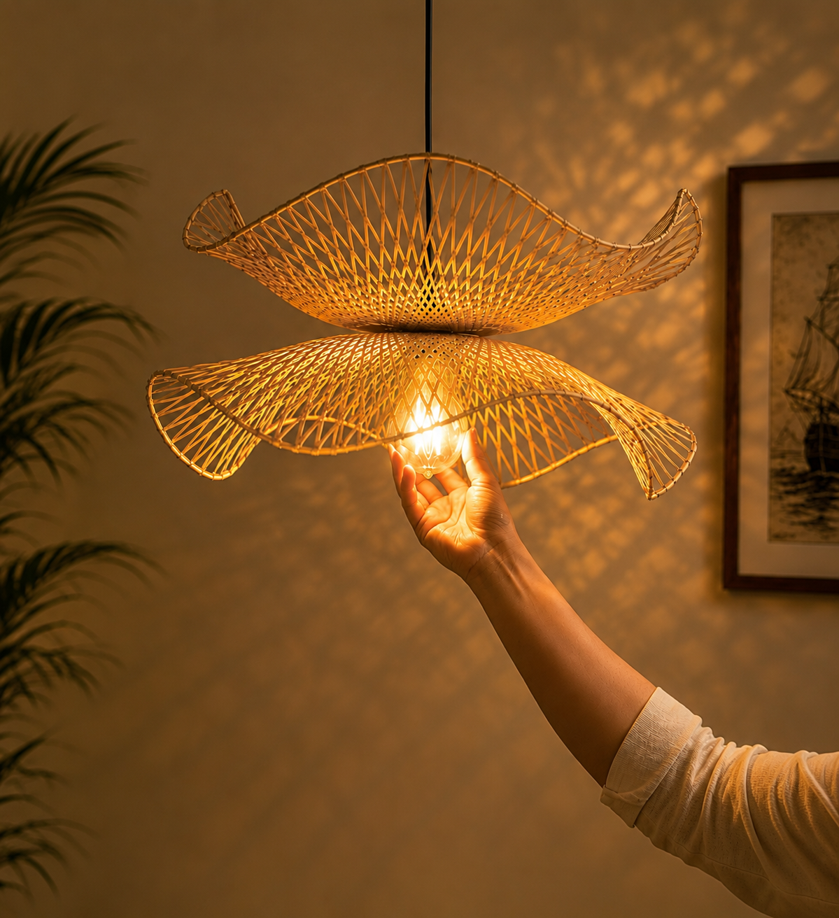 The Hill™ | Meridian wave Floor & celling Lamp – Handcrafted in Northeast India